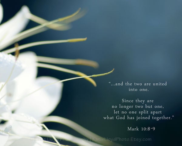 Two Become One - 16x20 Christian Wedding Art Decor with Mark 10:8-9 - Fine Art Scripture Photography - Bible Verse for Wedding Gift