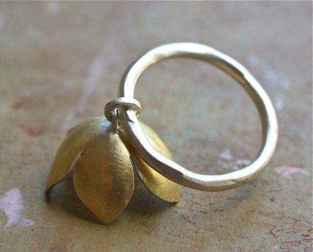 golden bell flower charm ring