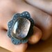 Sterling Silver Eyelet Lace and Quartz Stone Ring, Gemstone Ring, Wearable Art Jewelry,