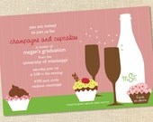 Sweet Wishes 20 Champagne and Cupcakes Bridal Shower Birthday Party Invitations - Custom Quantities (As Low as 1.19 Each) Il_170x135
