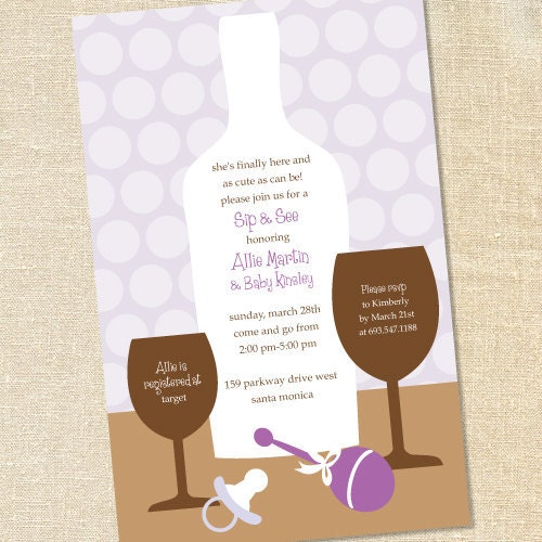 Sweet Wishes' 20 Sip and See Baby Shower Invitations Wine Tea or Brunch - Custom Quantities (As Low as 1.19 Each) Il_170x135