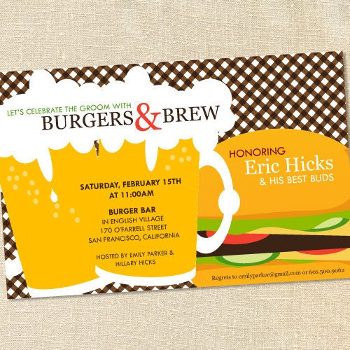 Sweet Wishes 20 Burgers & Brew Bachelor Party or BBQ Invitations - Custom Quantities (As Low as 1.19 Each) Il_170x135
