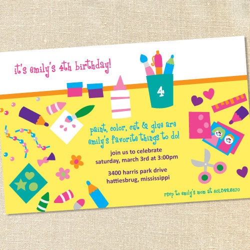 Sweet Wishes 20 Kids Painting Art and Crafts Birthday Party Invitations - Custom Quantities (As Low as 1.19 Each) Il_170x135