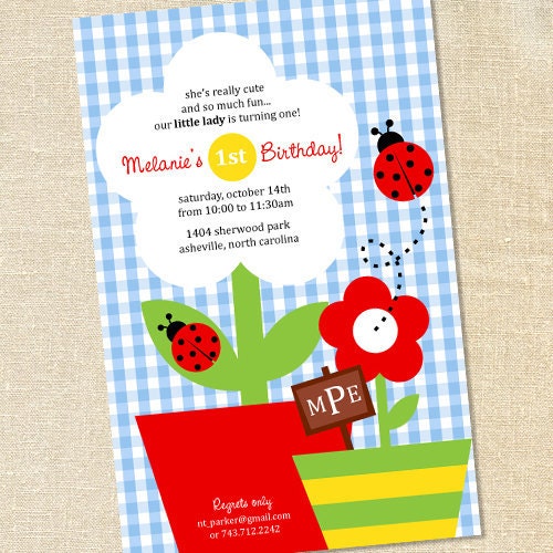 Sweet Wishes 20 Ladybug Garden Birthday Party Invitations - Custom Quantities (As Low as 1.19 Each) Il_170x135