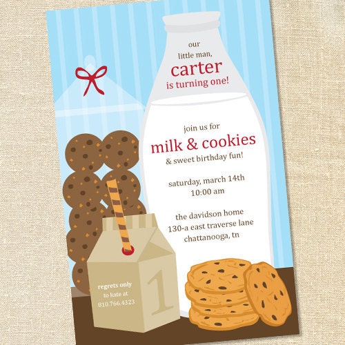 Sweet Wishes 20 Milk and Cookies Birthday Party Invitations - Custom Quantities (As Low as 1.19 Each) Il_170x135