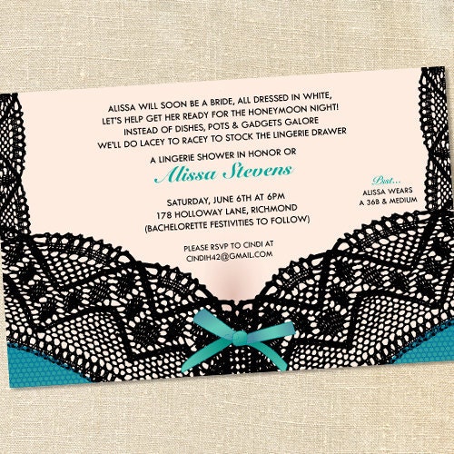 Sweet Wishes 20 Turquoise Lace Lingerie Bachelorette Party Invitations - Custom Quantities (As Low as 1.19 Each) Il_170x135