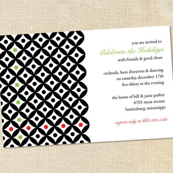 Sweet Wishes 20 Black White Mod Christmas Cocktail Party Invitations - Custom Quantities (As Low as 1.19 Each) Il_570xn