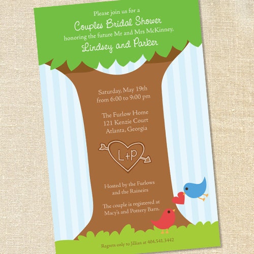 Sweet Wishes 20 Backyard Carved Initials Bridal Shower Invitations - Custom Quantities (As Low as 1.19 Each) Il_570xn
