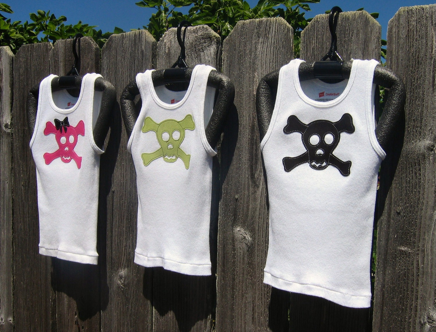 Pirate Tank with Black, Pink, Red, Grey or Lime Green Ultrasuede Applique - Adult sizes available as well - ready to ship