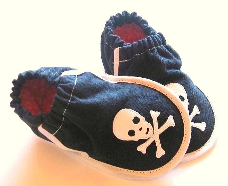 Black Pirate Slip-on Shoes - soft soled shoes, booties, Etsy kid's fashion