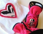 Pink Pirate / Zebra  - Booties & Onesie Giftset - slippers, boots, soft sole shoes, Etsy kid's, gifts, fashion
