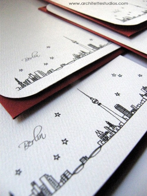 Berlin, Germany - Europe - City Skyline Series - Notecards (8)