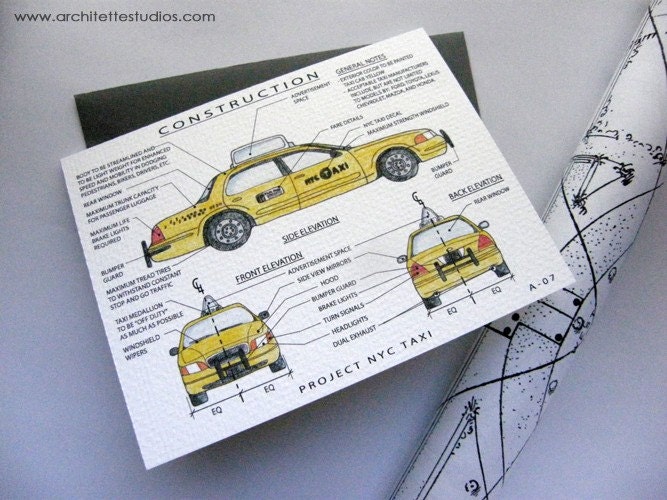Project New York City Taxi Cab - Blank Architecture Construction Card