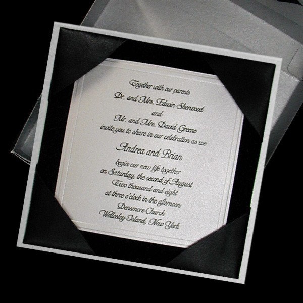50 Boxed Couture Wedding Invitations, Black Velvet Layer.