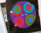 SALE - Square Magnetic Clip for Your Kitchen or Home Office - Circular Quartet in PURPLE, Silver