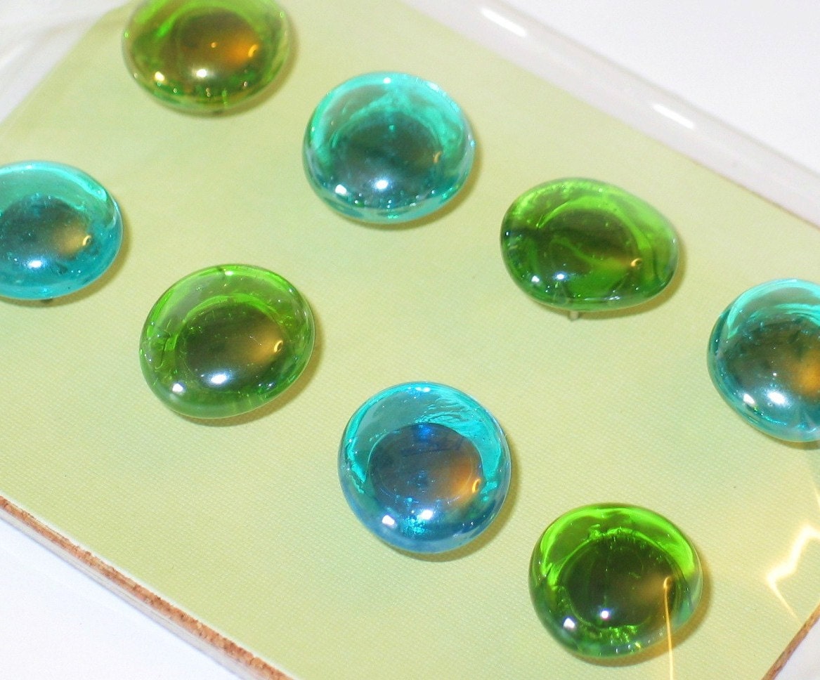Push Pins / Thumb Tacks, Set of 8 - Gift Set - Ocean Blues & Greens