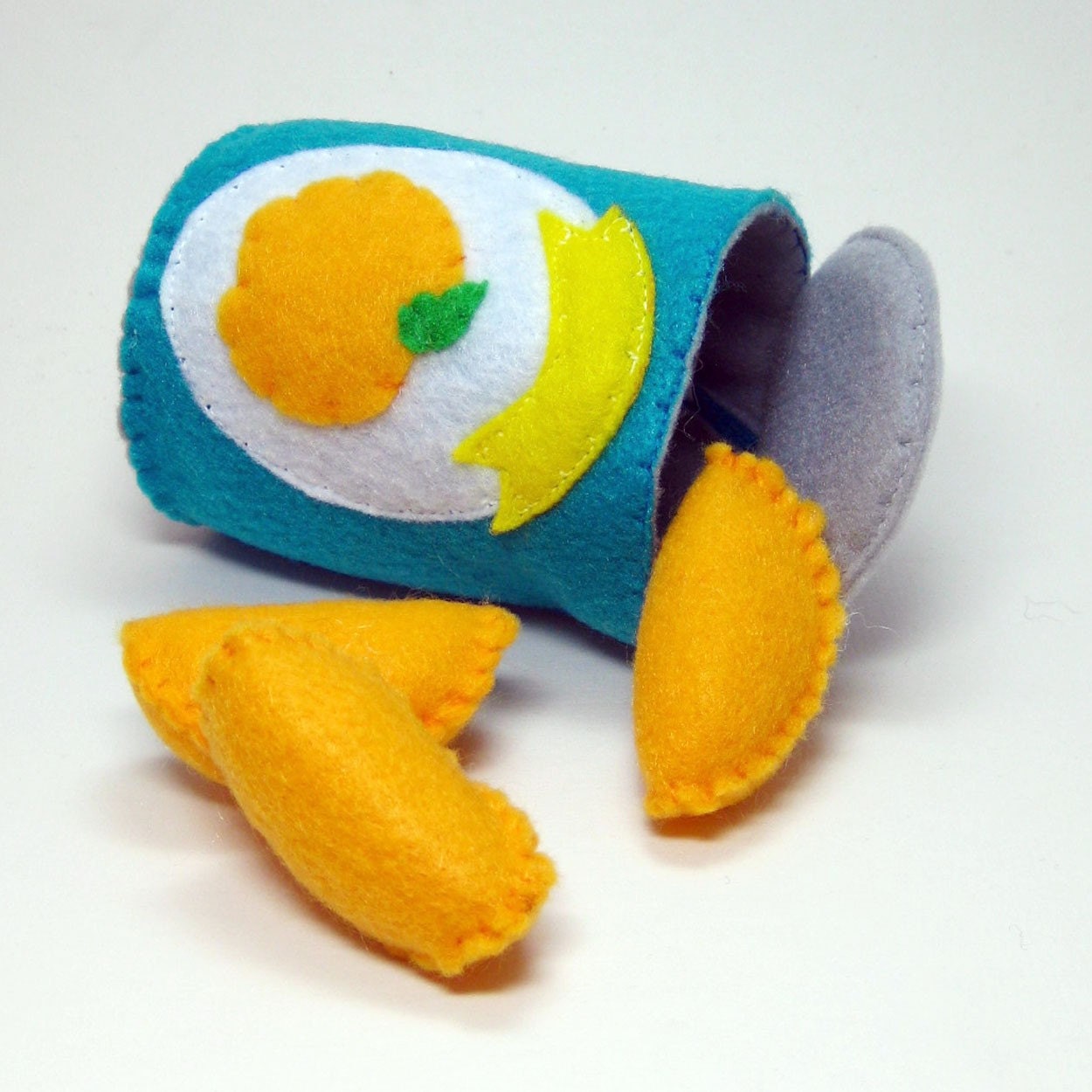 Felt Play Food Can of Peaches with The Original Interactive Opening Lid