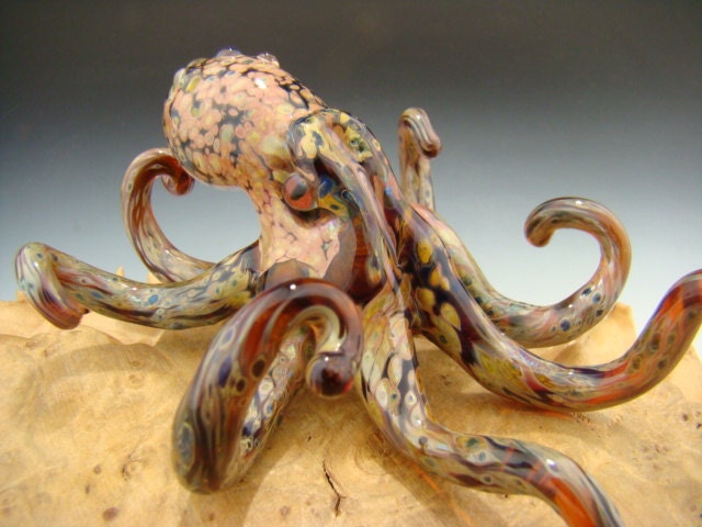 Glass Octopus Sculpture paperweight Aquarium Art Ocean Boro KT (made to order)