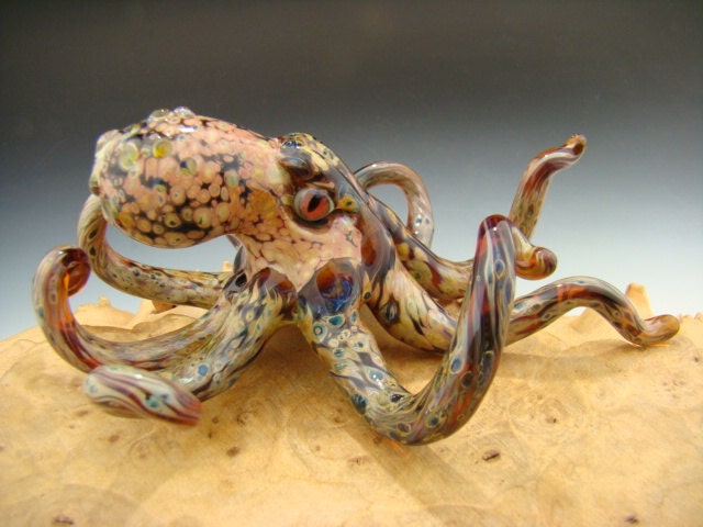 Glass Octopus Sculpture paperweight Aquarium Art Ocean Boro KT (made to order)