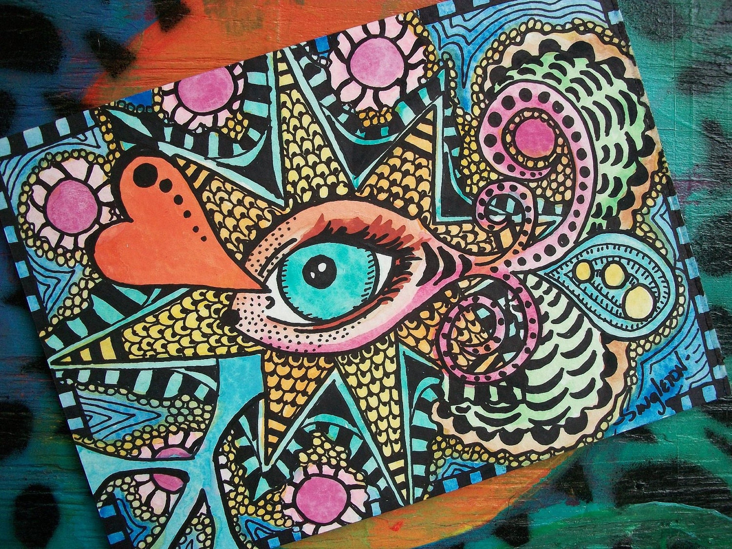 I see You, Singleton Hippie Art, Original Zentangle