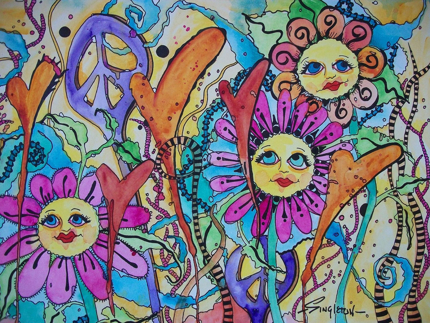 The Psychedelic Summer, Singleton Hippie Art Original