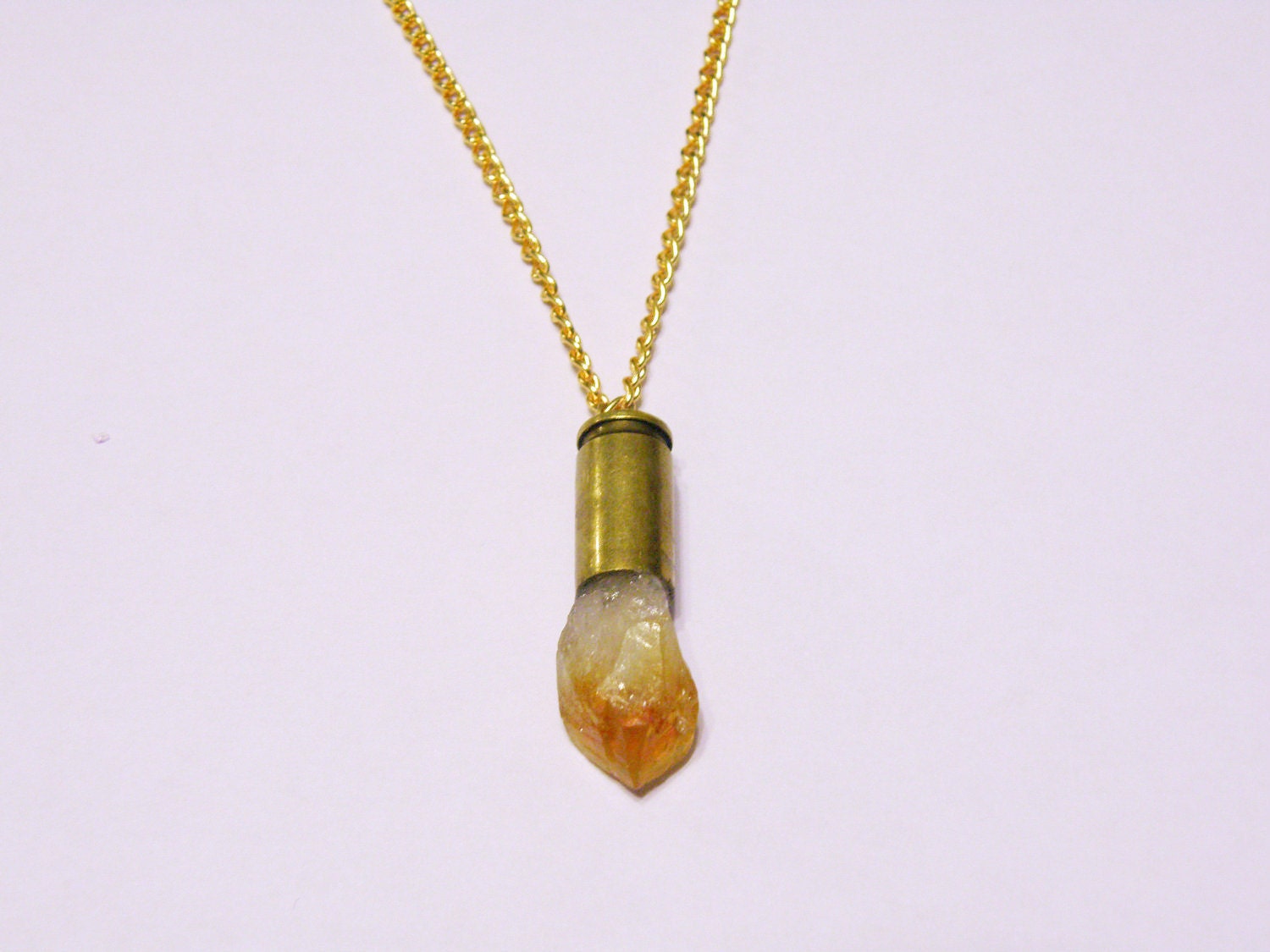 Big Summer Sale- Citrine Point Bullet Necklace