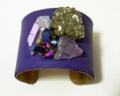 Big Summer Sale- Stellar Explosion Purple Leather Cuff