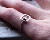 Quadrate Dots Ring  made of  Sterling silver and copper,  Made to order in your size, Simple ring, geometric, Modern Metal Handmade Jewelry