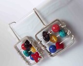 Abacus  earrings  - Sterling silver and colorful gems - Perfect gift for teacher Math Calculus Accounting