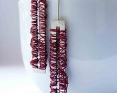 Tangle Earrings Red, Sterling silver and copper, Wire wrapped, Rustic earrings, Dangle