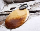 Sun Pendant - Corn yellow and tan enamels- Sterling silver and copper - Goldenrod - Setting sun