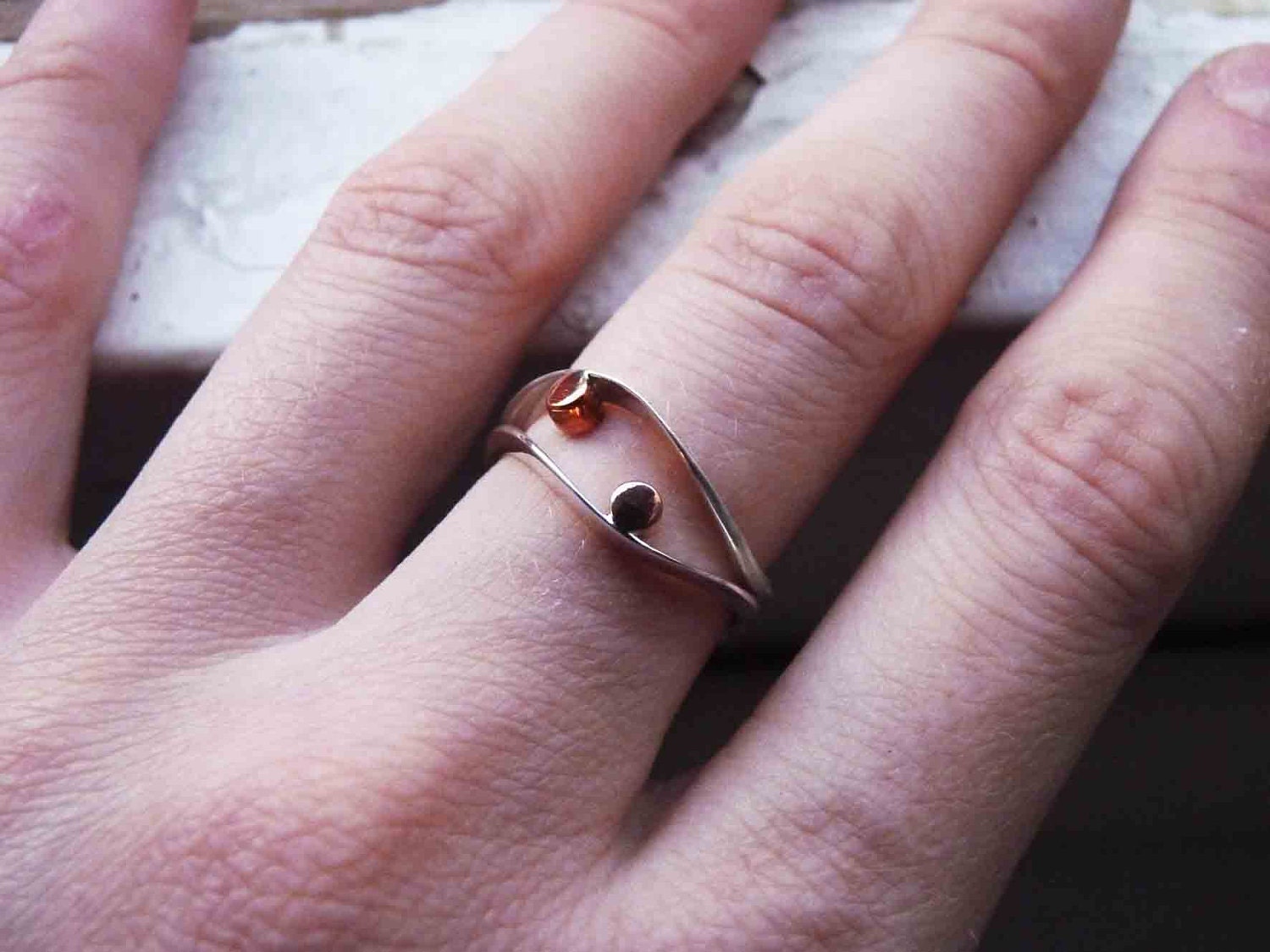 Stacking Rings - Set of 3 - Elegant casual, eternity rings, stackers, thin ring, Sterling silver and copper, Made to order in your size