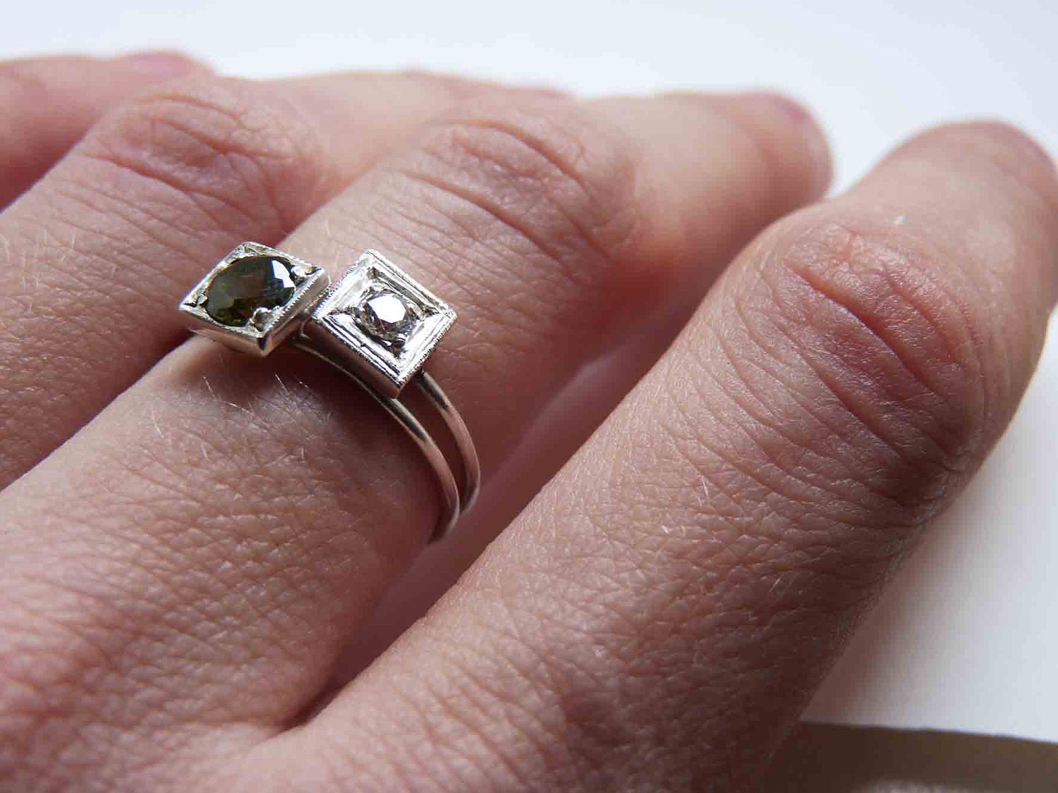 Birthstone Stacking Ring, TWO Little rings, Sterling silver, Made to order, Custom Ring ,  Choose Two Gemstone