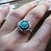 Sterling Silver Ring with Turquoise stone, black patina, polished,  Made to order in your size, To wear all day, delicate, medium size