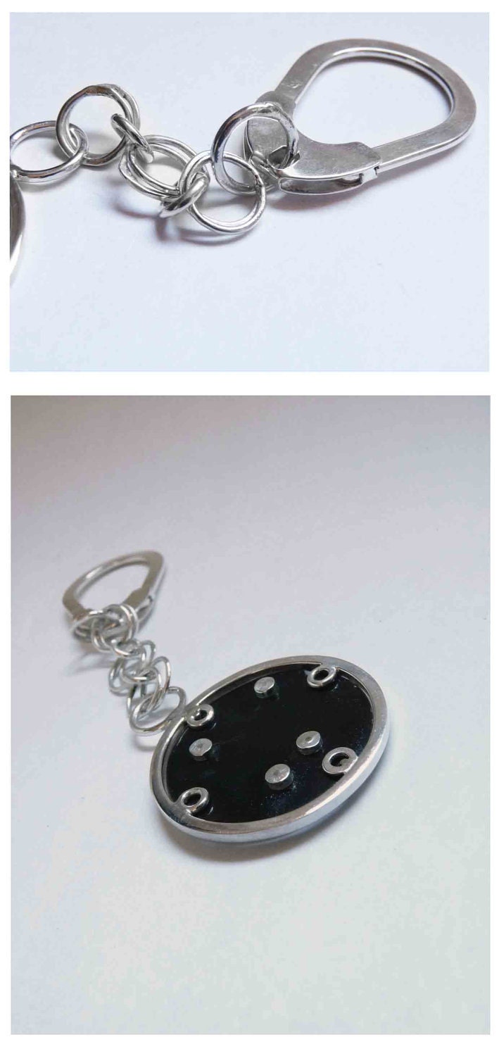 Man Keychain Custom - Sterling silver - Copper and enamel - Made to order - Custom - Letter - Keychain Lyrics - Personalized - Initials