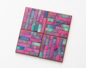 Coasters Handmade Paper Modern Colorful Pink Purple Mosaic Abstract Striped