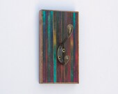 Wall Single Hook Handmade Paper Vertical Striped Reclaimed Wood