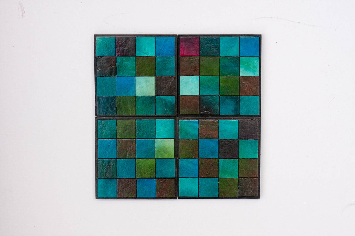Coasters Handmade Paper Mosaic Blue Green Tile