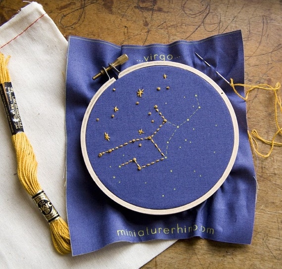 Zodiac Embroidery Kit - diy constellation embroidery kit
