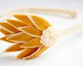 felt feather in mustard
