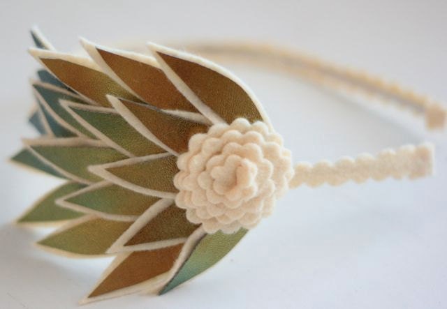 antique gold felt feather fascinator