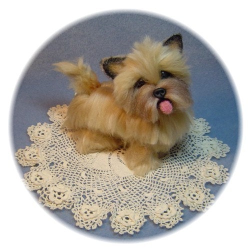 Custom needle felted dog Cairn Terrier sculpture portrait