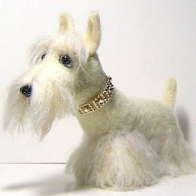 Custom Sculpture pet portrait Scottish terrier dog handmade needle felted