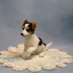 Custom Sculpture Pet portrait Jack Russell terrier needle felted