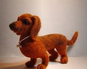 Needle felted Dog Dachshund  soft sculpture portrait pet animal