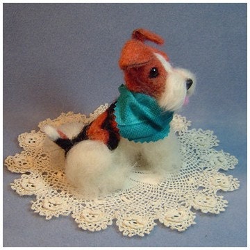 Custom dog needle felted sculpture portrait pets Fox terrier