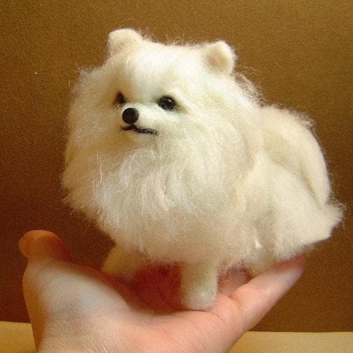 Custom dog Pomeranian puppy  soft Sculpture needle felted art