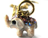 Pearly Peach Lucky Baby Elephant Necklace