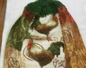 Two Roosters Crochet Kitchen Towel