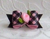 5/8 Pink and Black Plaid Bow